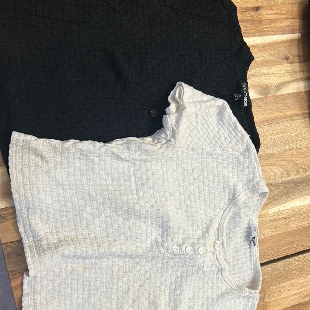 Black and White Textured Crop Tops